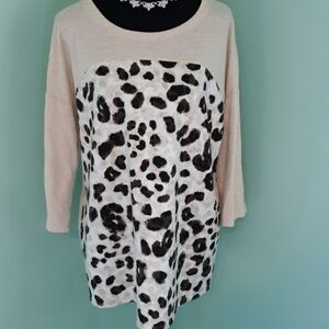 ❤ Leopard print mixed fabric tunic